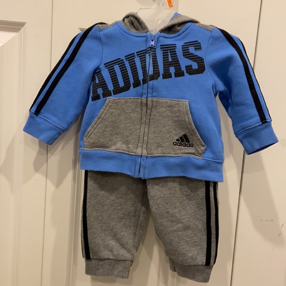 adidas Grey, Baby Blue & Black Sweatsuit - Picture 1 of 9